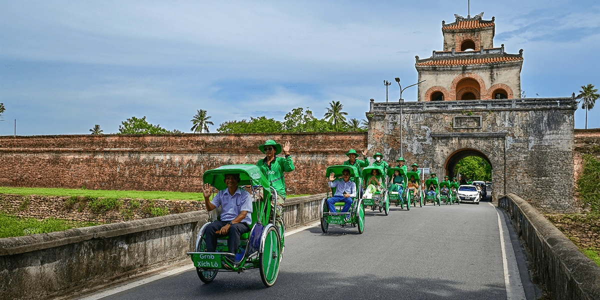 Hình ảnh về chiến lược marketing của Grab về xích lô tại Huế